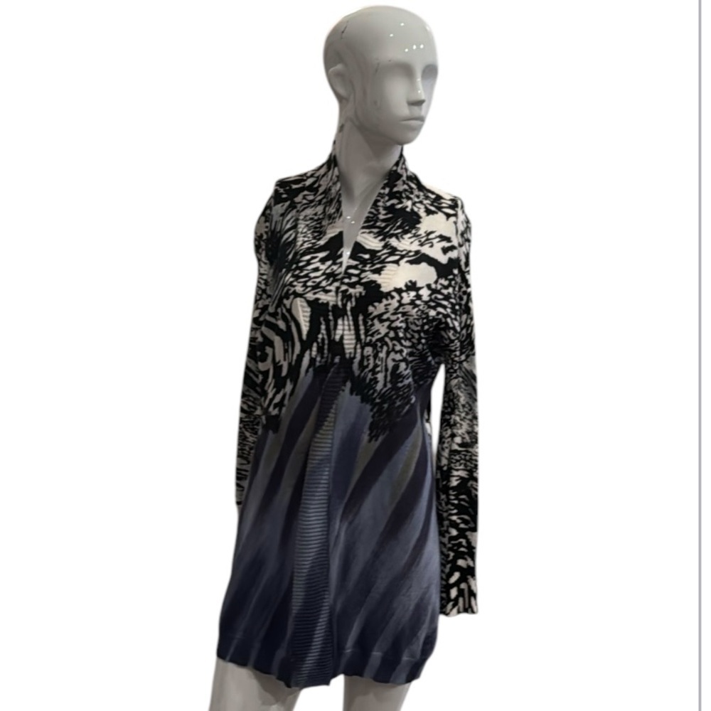 Nic+Zoe Mixed Print Art to Wear Open Cotton Blend Cardigan Size Medium